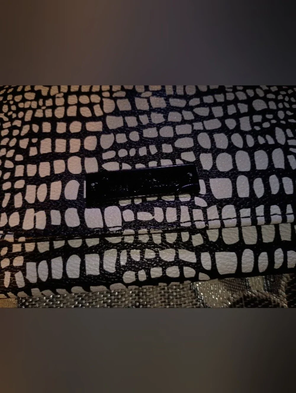 EUC Vera Bradley Black & White Faux Leather Trifold Animal Print Wallet